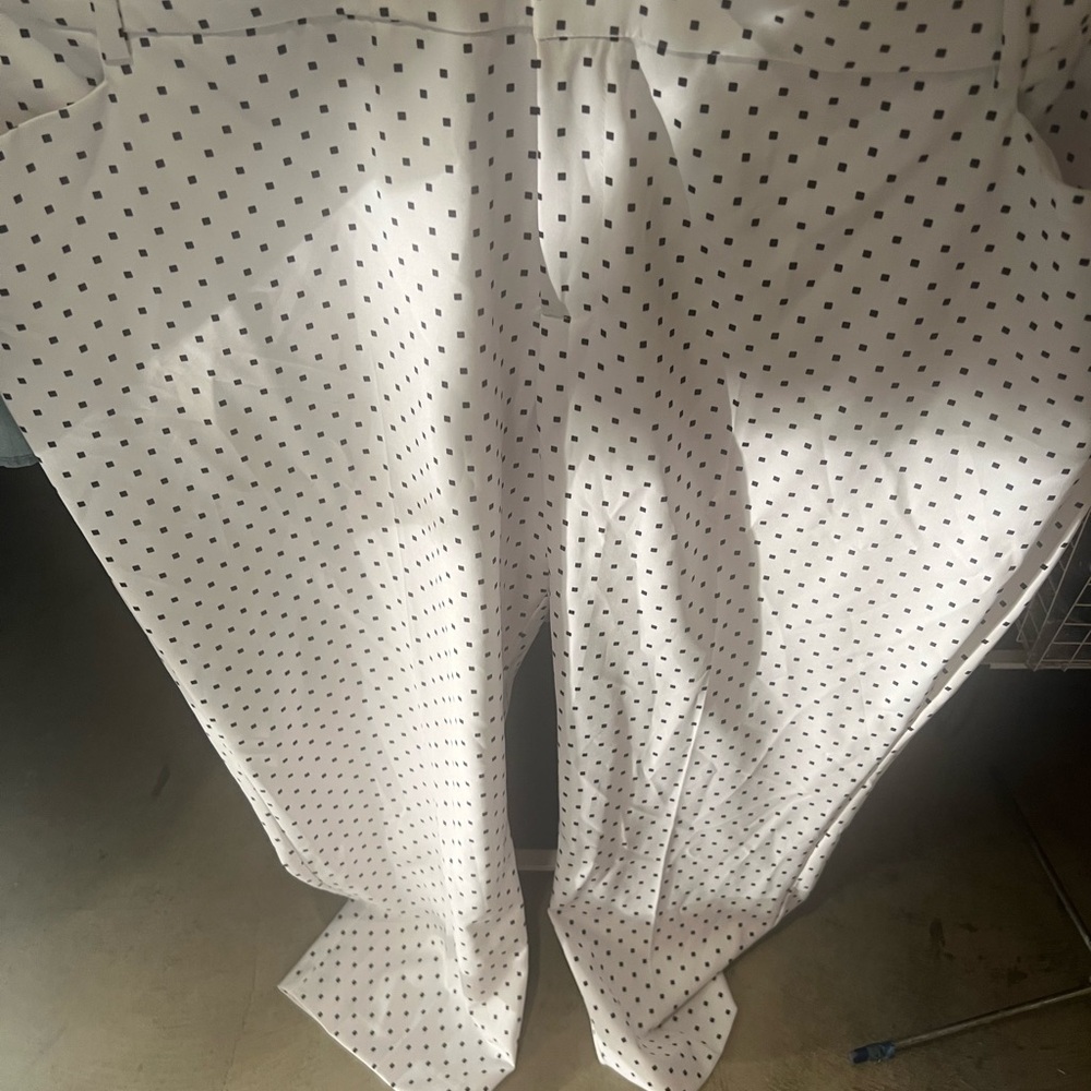 Eloquii White Pants with Black Squares